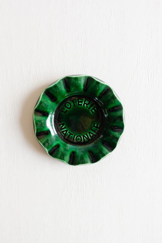 vintage french emerald green loterie nationale advertising ashtray