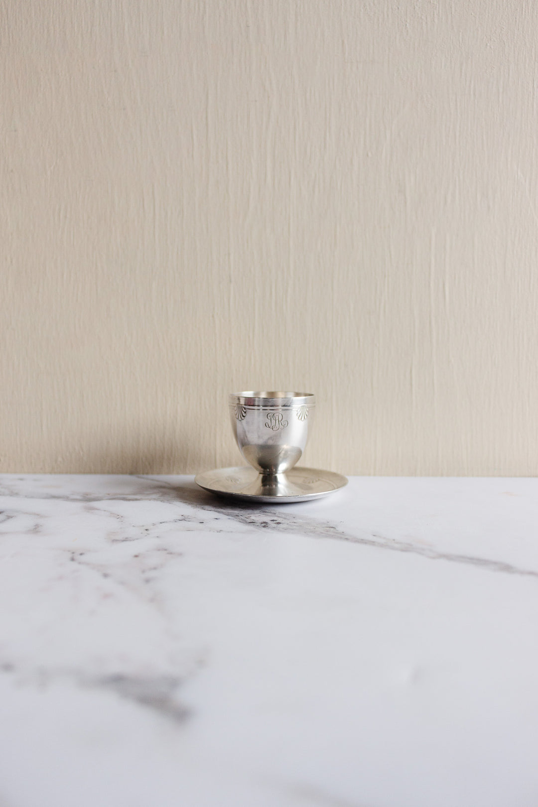 antique french silver plate monogrammed "DR" gift set