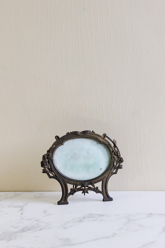 antique french brass standing photo frame