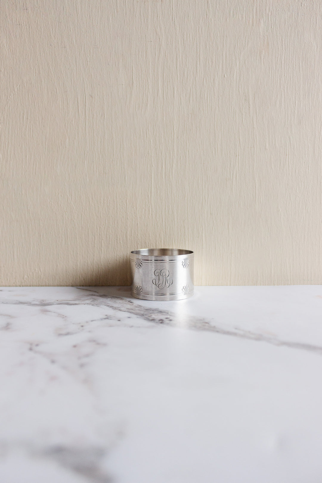 antique french silver plate monogrammed "DR" gift set