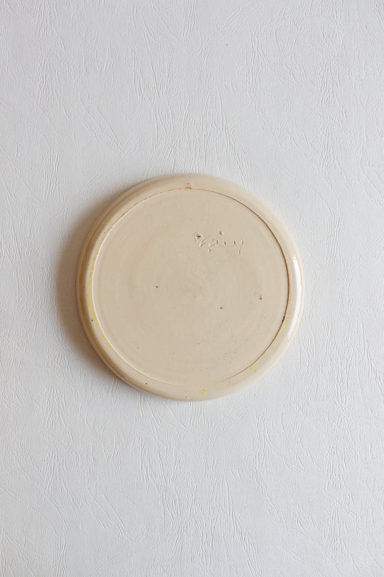 vintage french hand painted artisanal botanical plates, set of 6