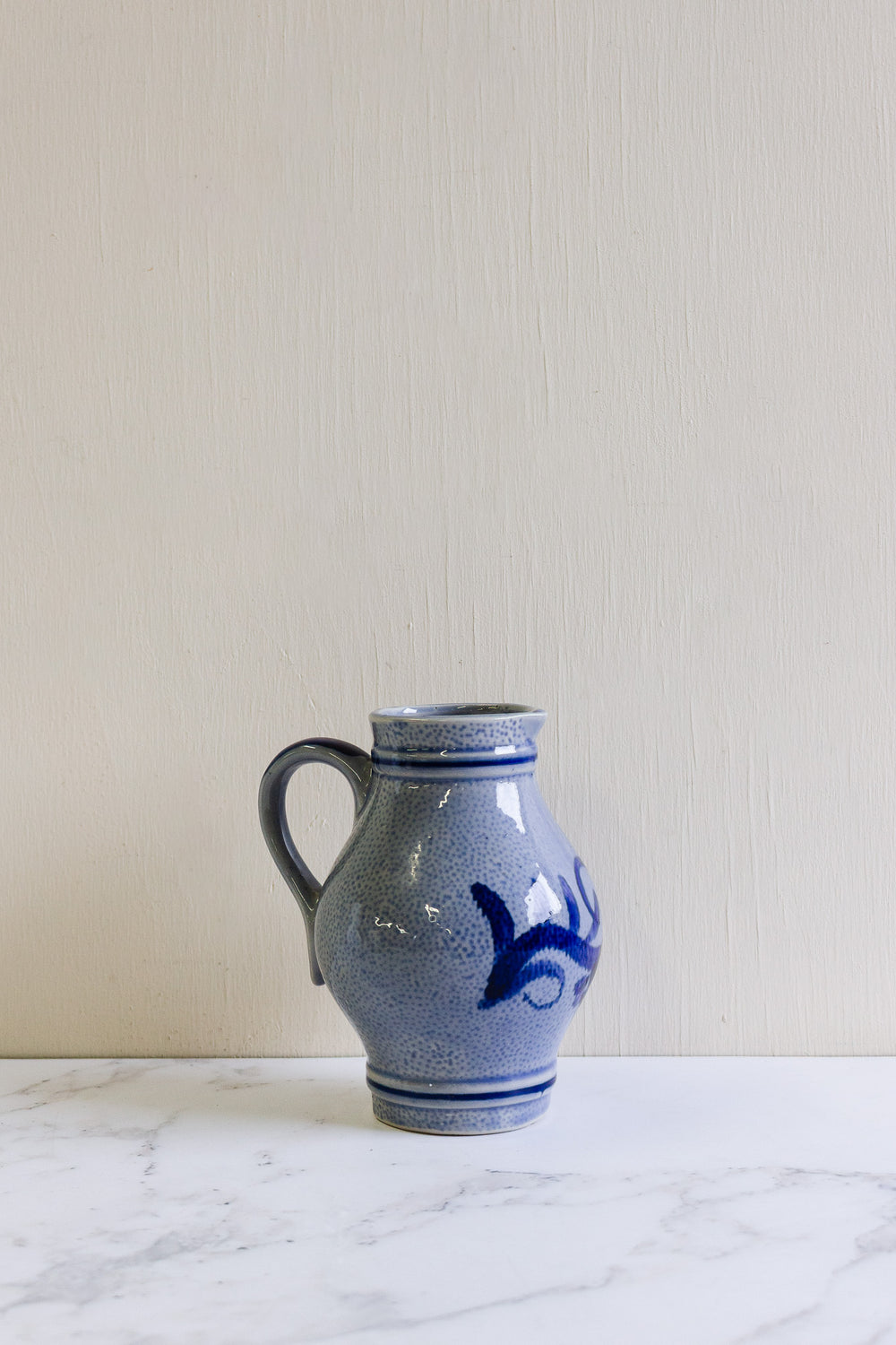 vintage german blue and white pitcher