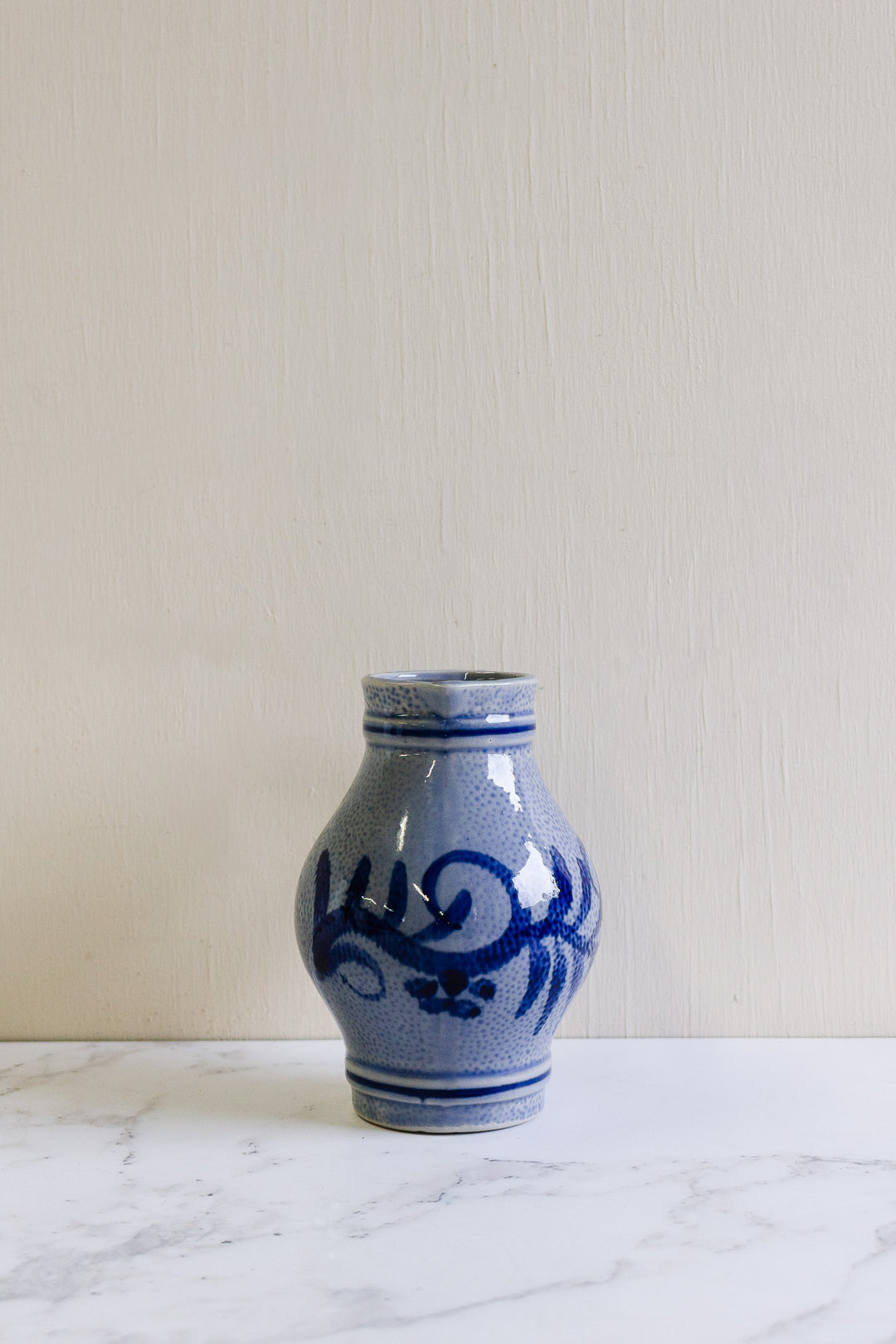vintage german blue and white pitcher