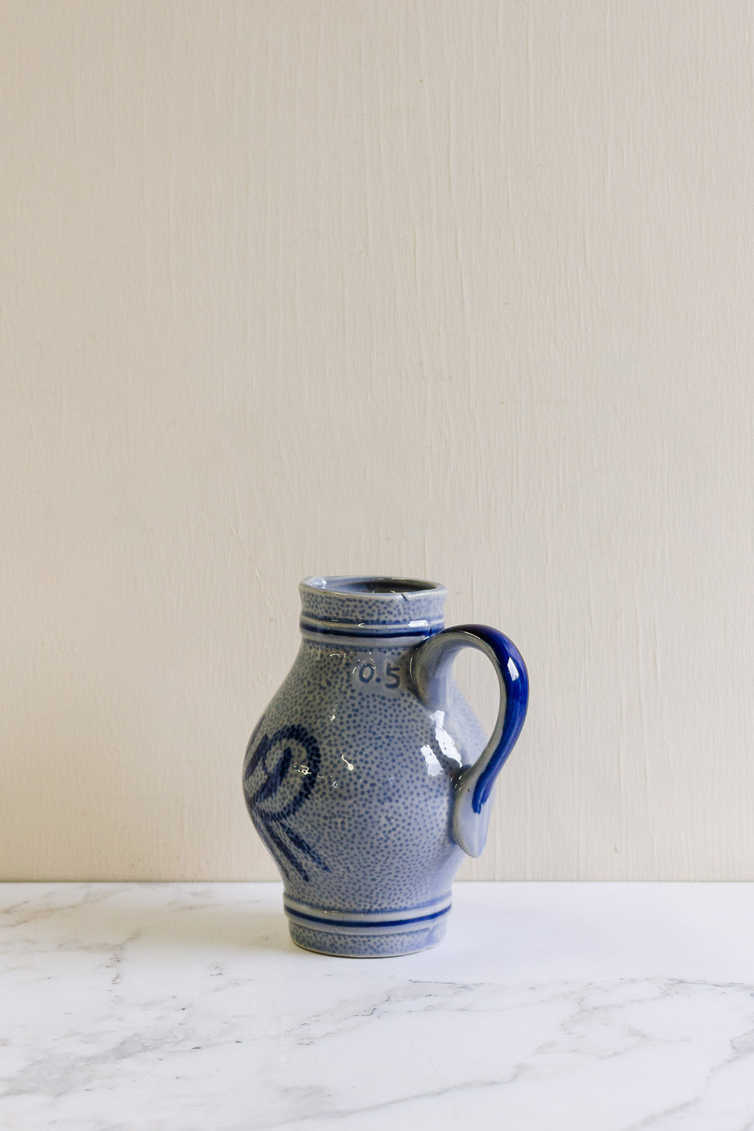 vintage german blue and white pitcher