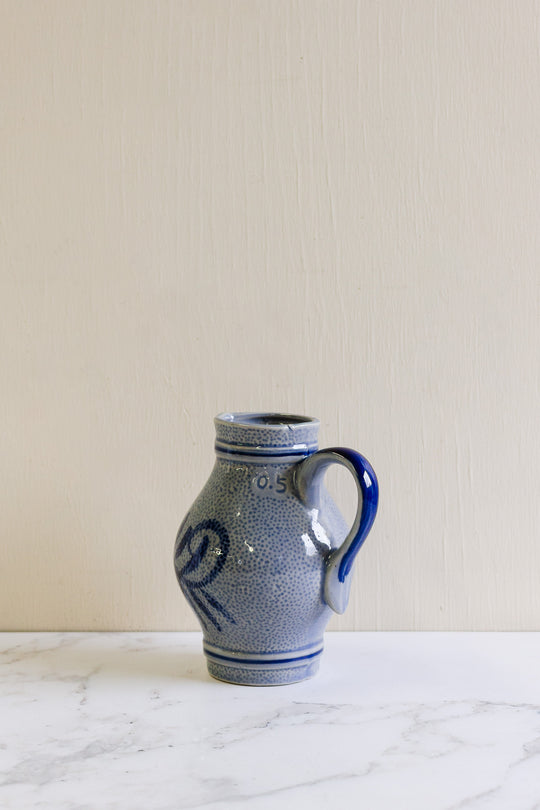vintage german blue and white pitcher