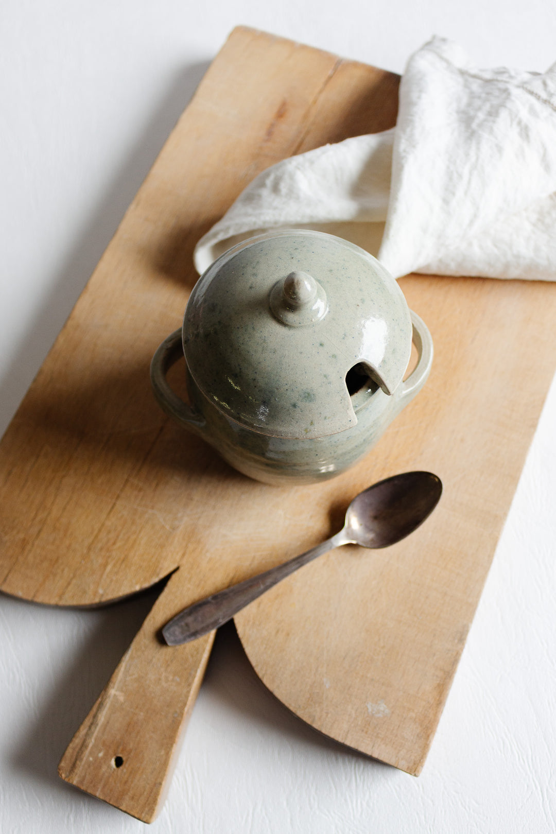 vintage french stoneware mustard pot with lid