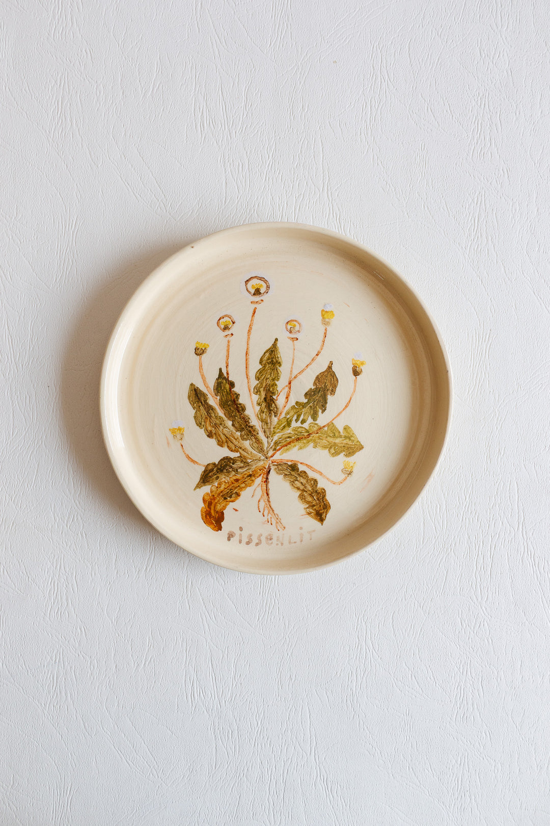 vintage french hand painted artisanal botanical plates, set of 6