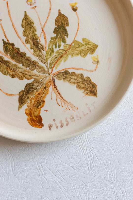 vintage french hand painted artisanal botanical plates, set of 6