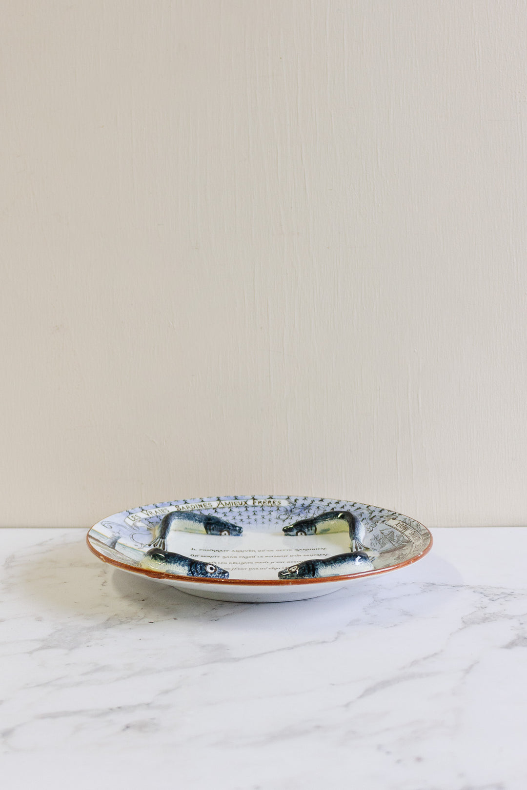 rare 19th century frères amieux majolica sardine plate