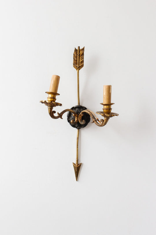 pair of 19th century French empire style brass arrow sconces