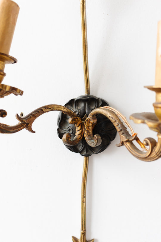 pair of 19th century French empire style brass arrow sconces