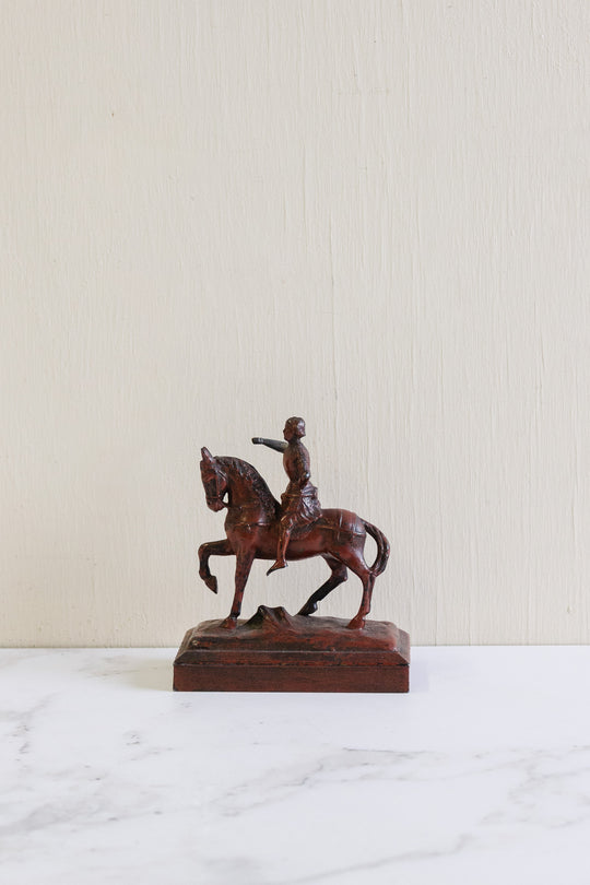 antique french cast metal "Jeanne d'arc" sculpture
