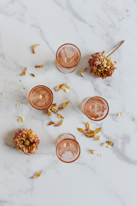 antique french pink liqueur glasses