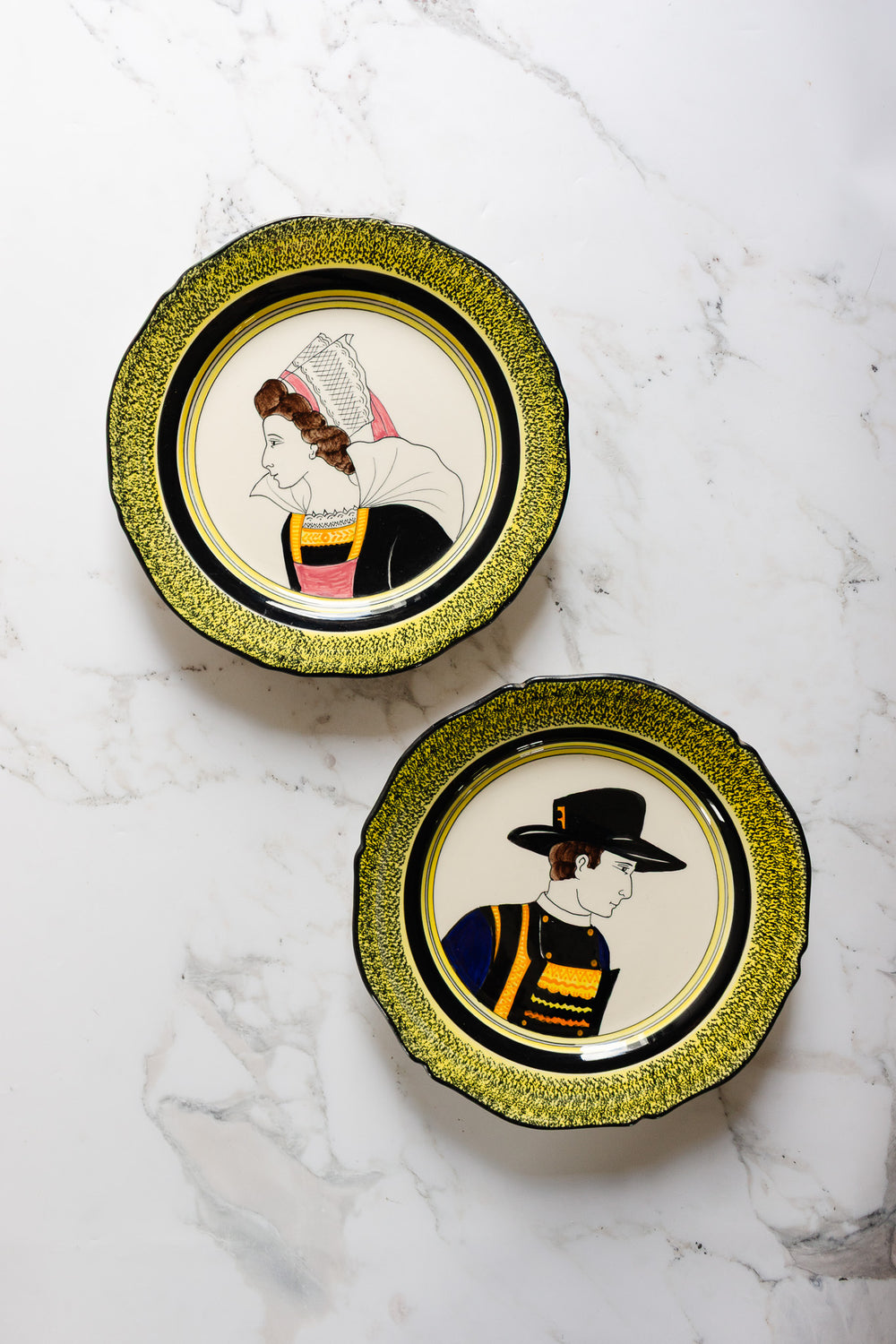 Early 20th century french quimper portrait plates