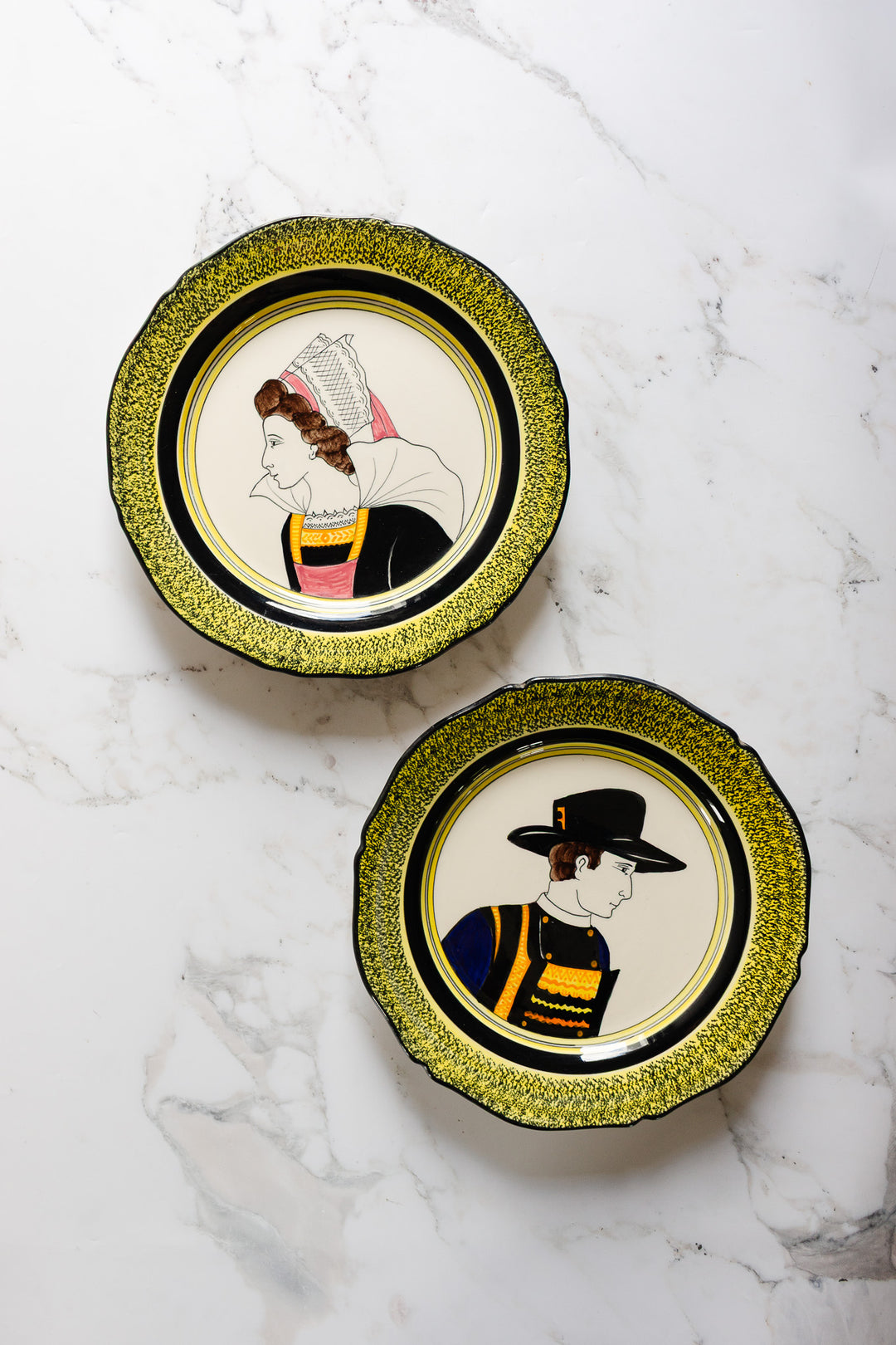 Early 20th century french quimper portrait plates