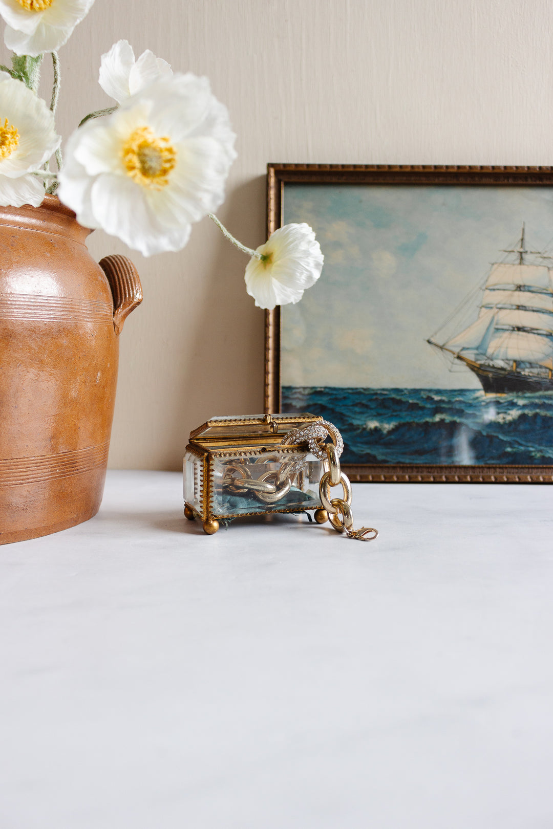 antique french large beveled glass and ormolu bijoux casket