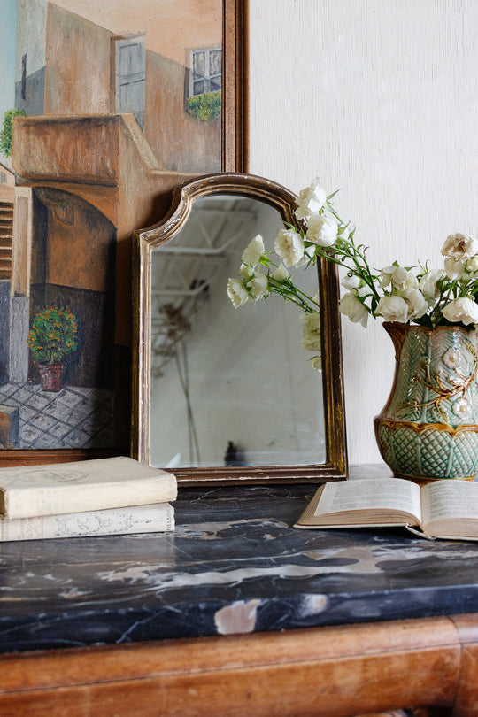 vintage french arched gilt table mirror