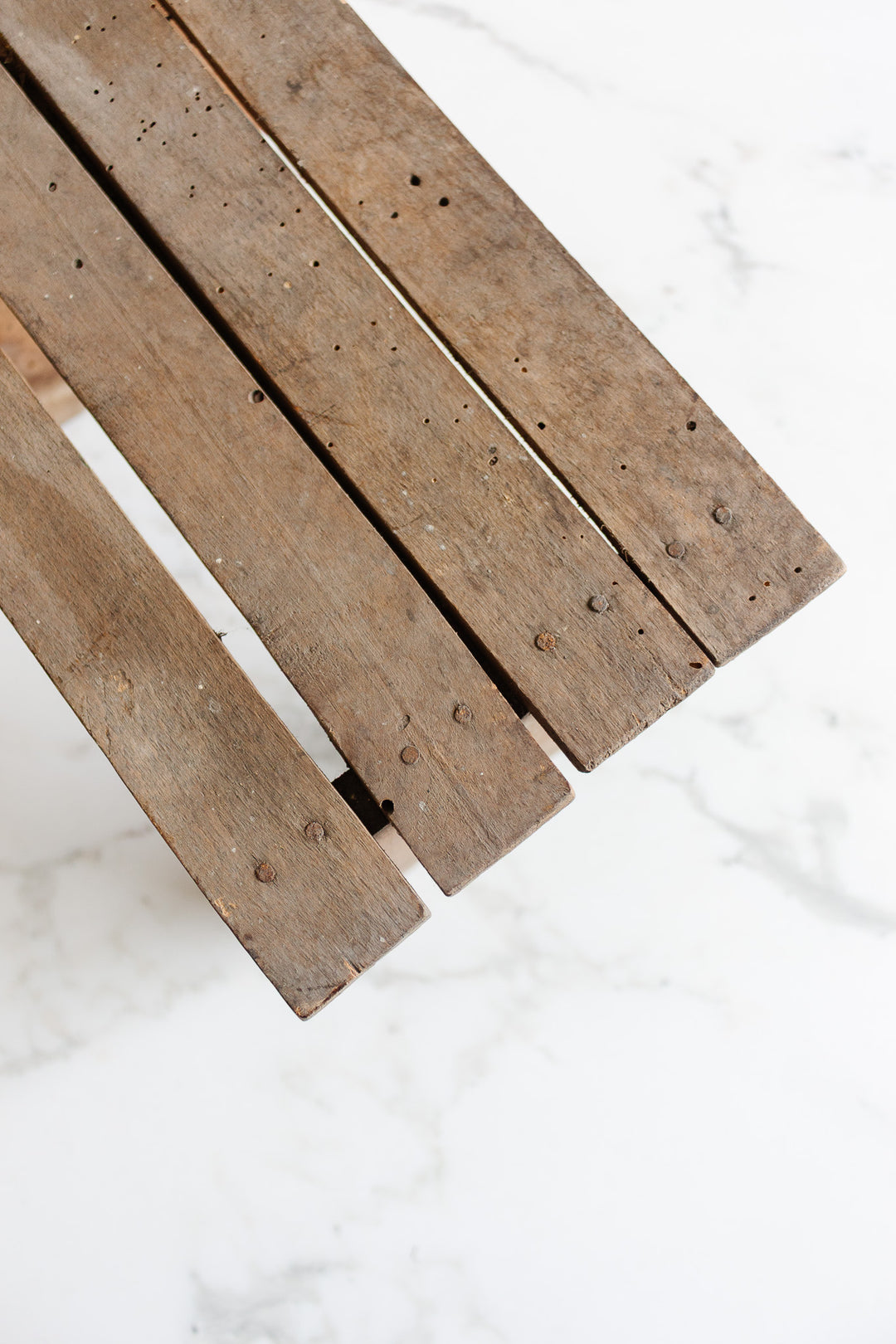 antique french wood slat farmhouse milking stool