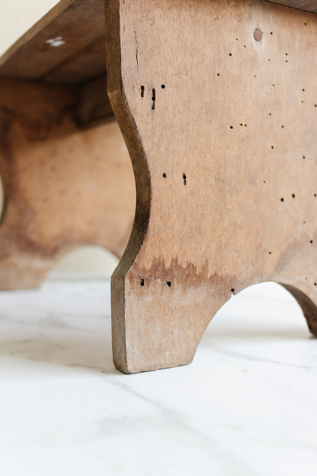 antique french wood slat farmhouse milking stool