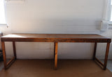 vintage French 9 foot craftsman oak & pine work table