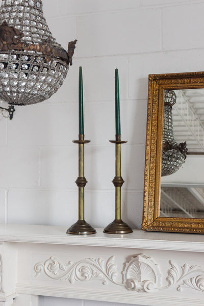 vintage french tall brass candlestick pair