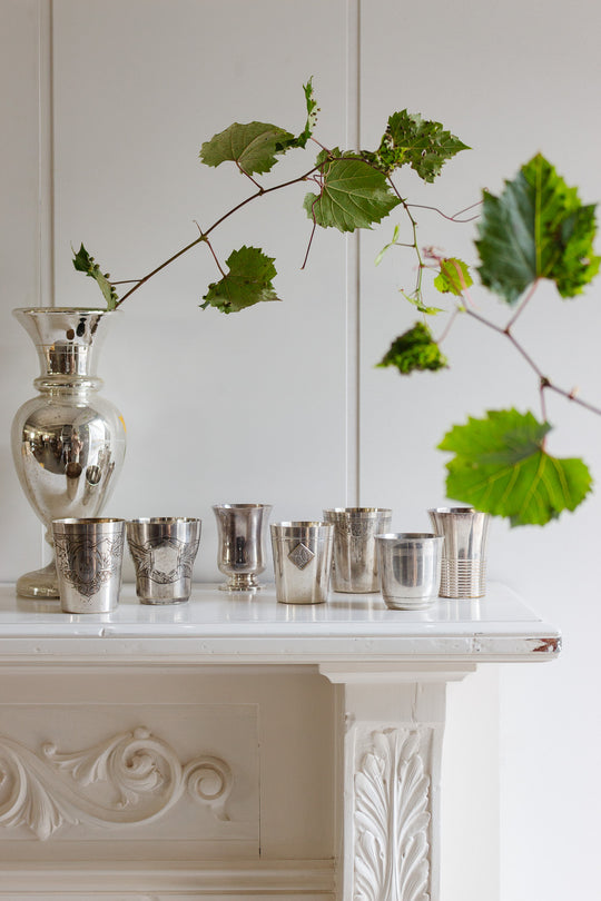 antique french silverplated christening cups