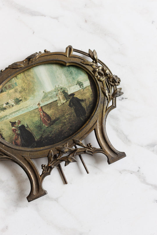 antique french brass standing photo frame