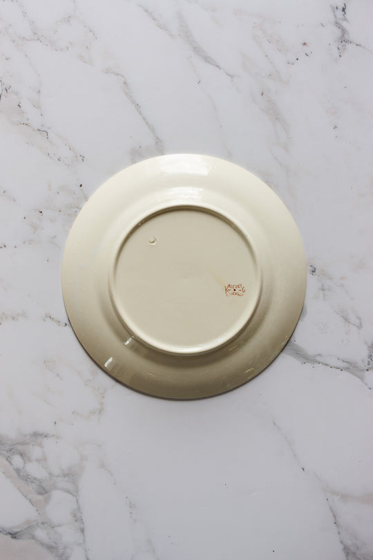 rare antique French Lunéville faïence "bluet" polychrome plate