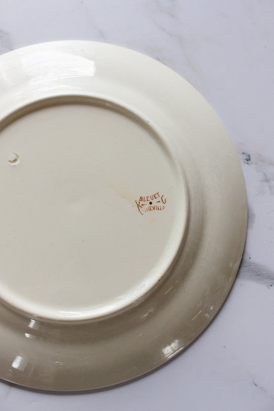 rare antique French Lunéville faïence "bluet" polychrome plate