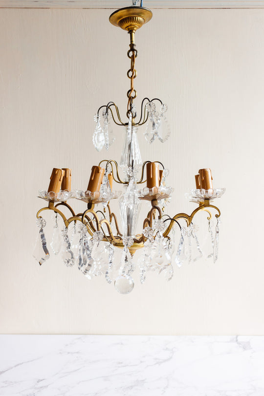 1950s French “Marie-Thérèse” Murano glass & crystal chandelier