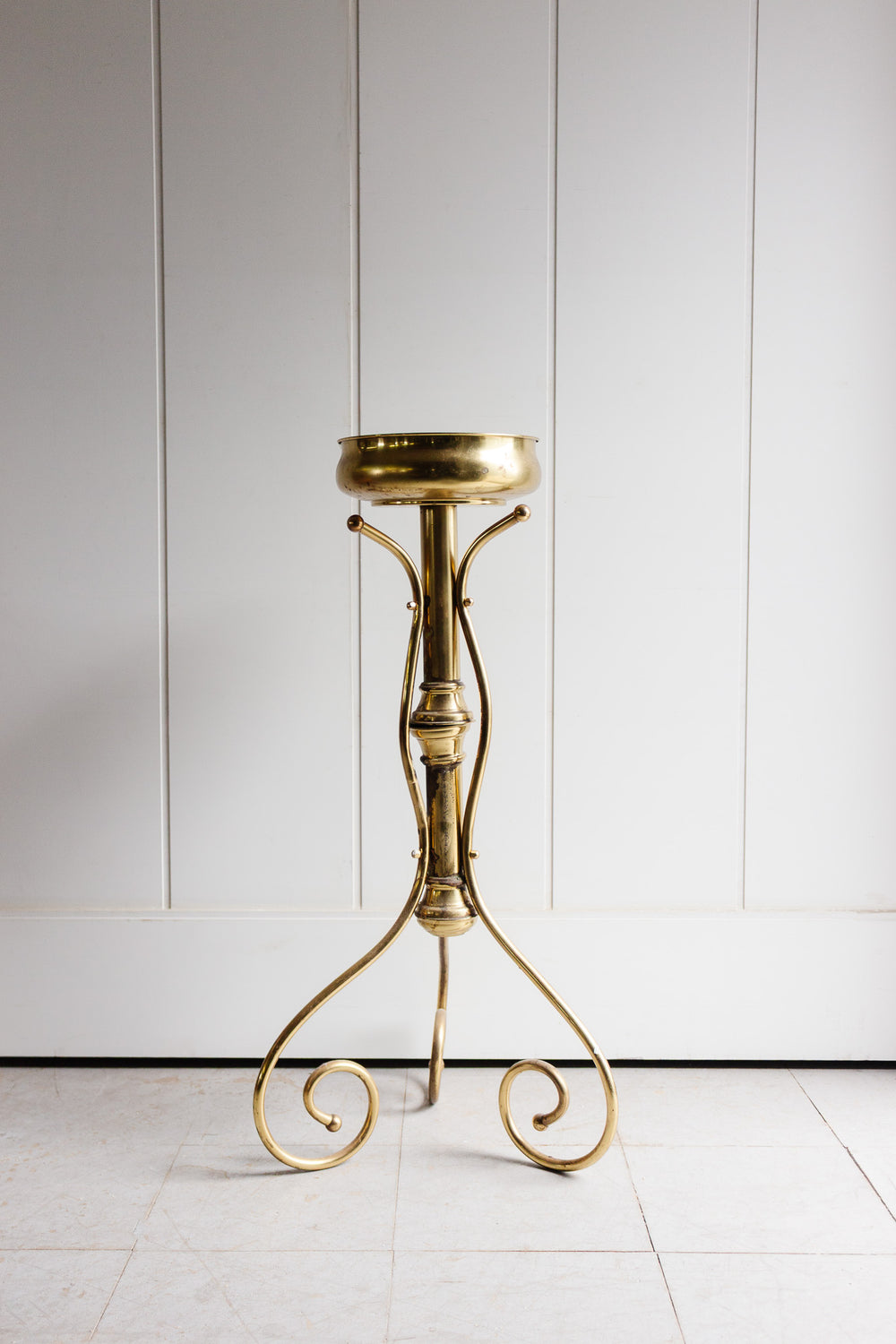 vintage french scrolled brass jardinière stand