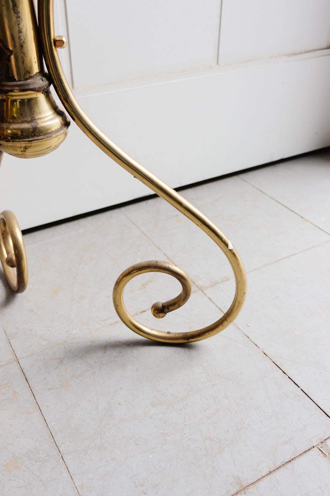 vintage french scrolled brass jardinière stand