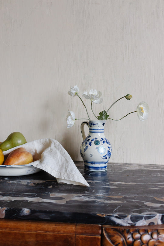 vintage blue and white delft pitcher