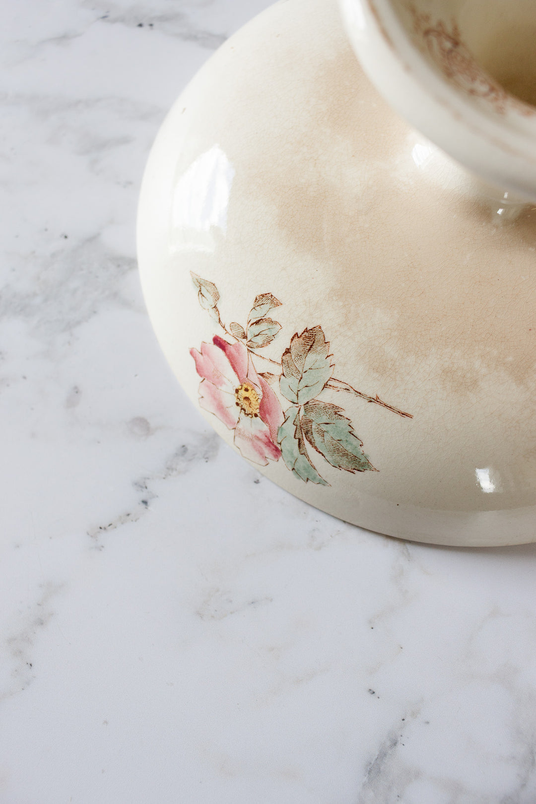 antique french hb & cie terre de fer polychrome compotier