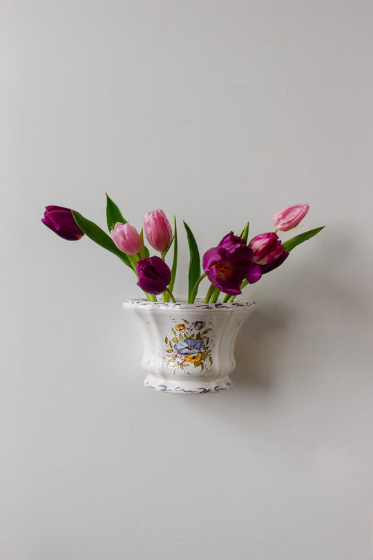 vintage french hand painted moustiers bouquetière