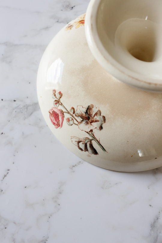 antique french hb & cie terre de fer polychrome compotier