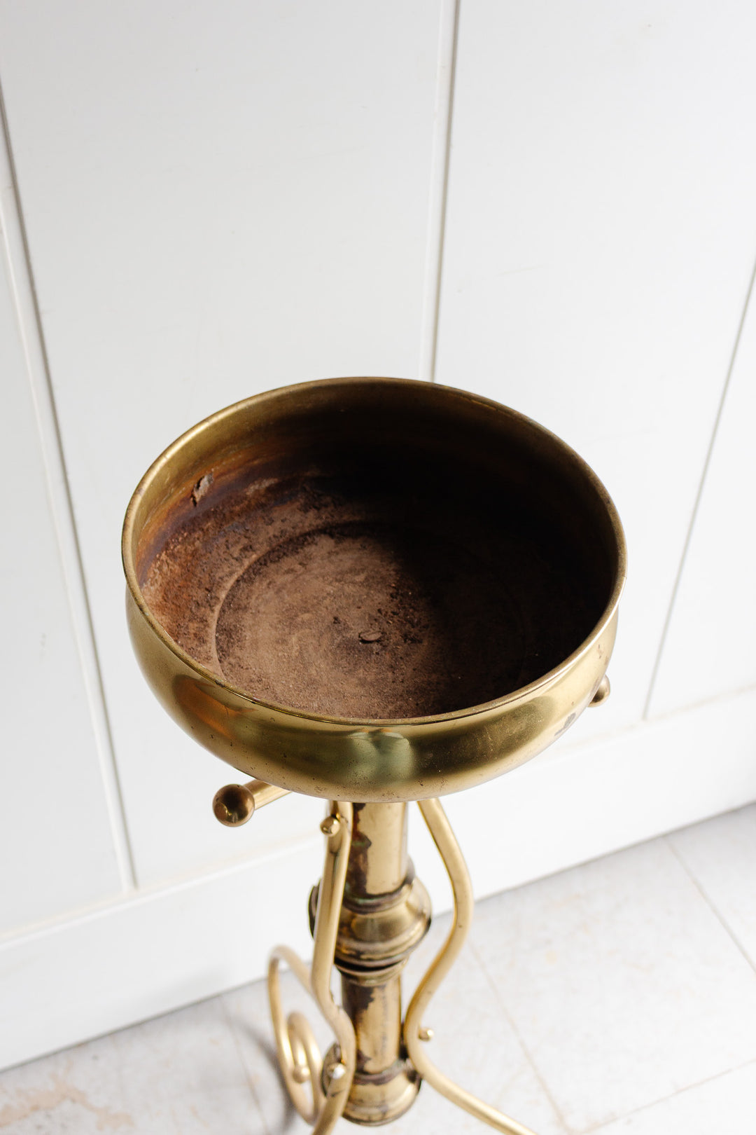 vintage french scrolled brass jardinière stand