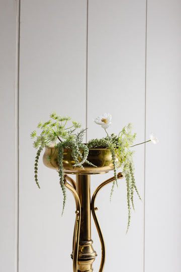 vintage french scrolled brass jardinière stand