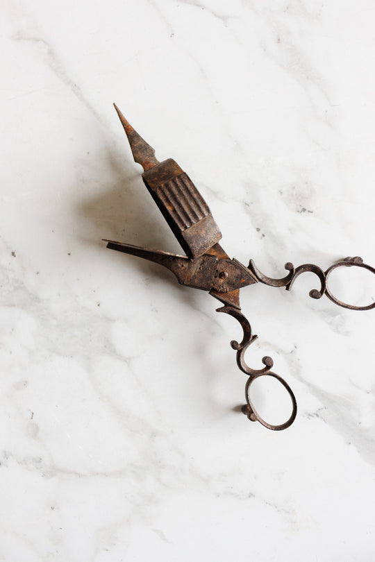 antique french ornate scissor candle snuffer