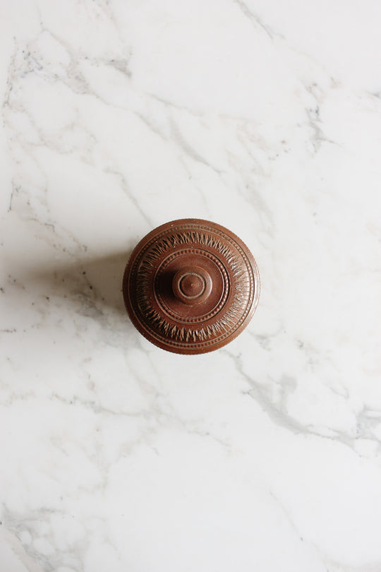 vintage french handmade lidded stoneware jar