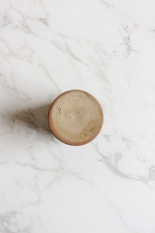 vintage french handmade lidded stoneware jar