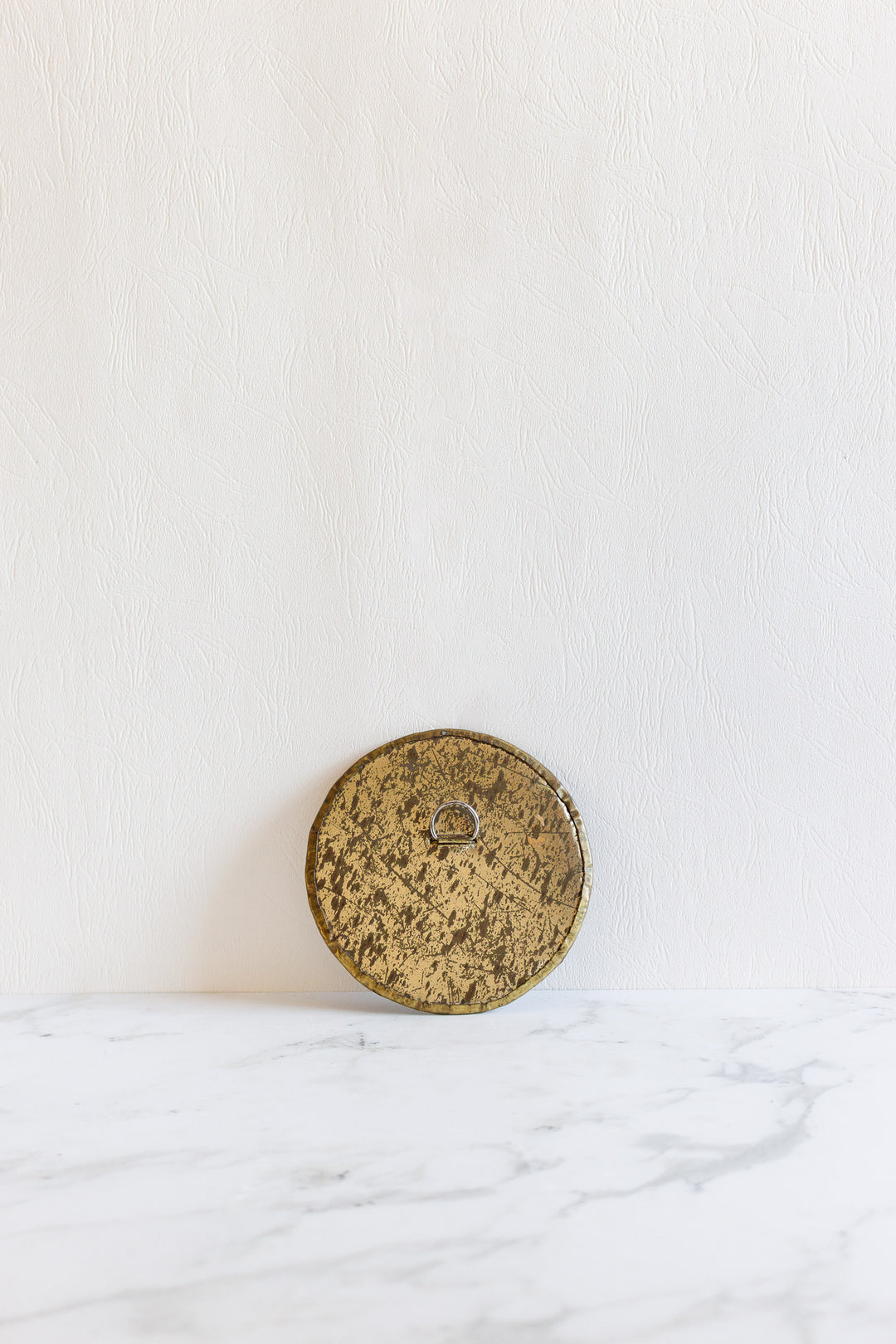 antique french petite brass circular mirror