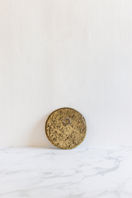 antique french petite brass circular mirror