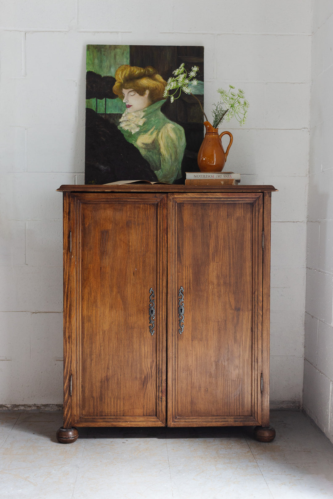 vintage french cabinet with bun feet