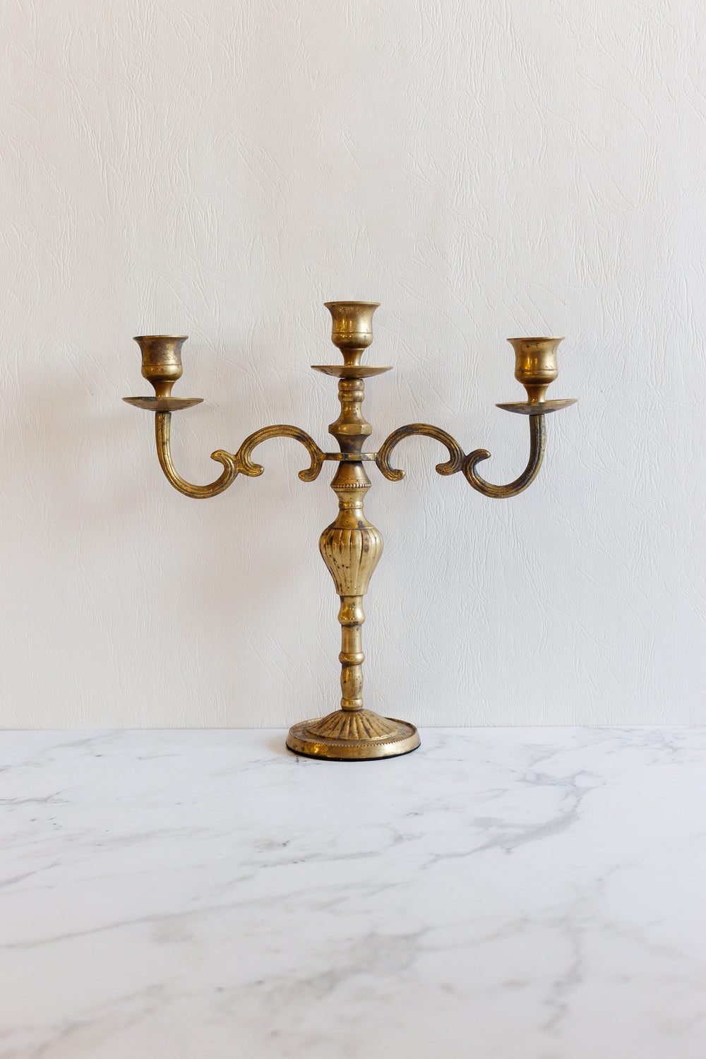vintage french brass three arm candelabra