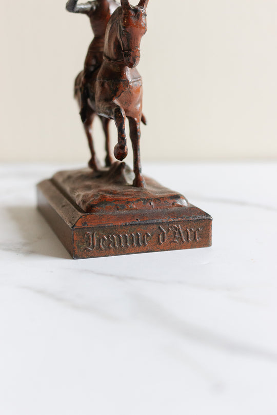 antique french cast metal "Jeanne d'arc" sculpture