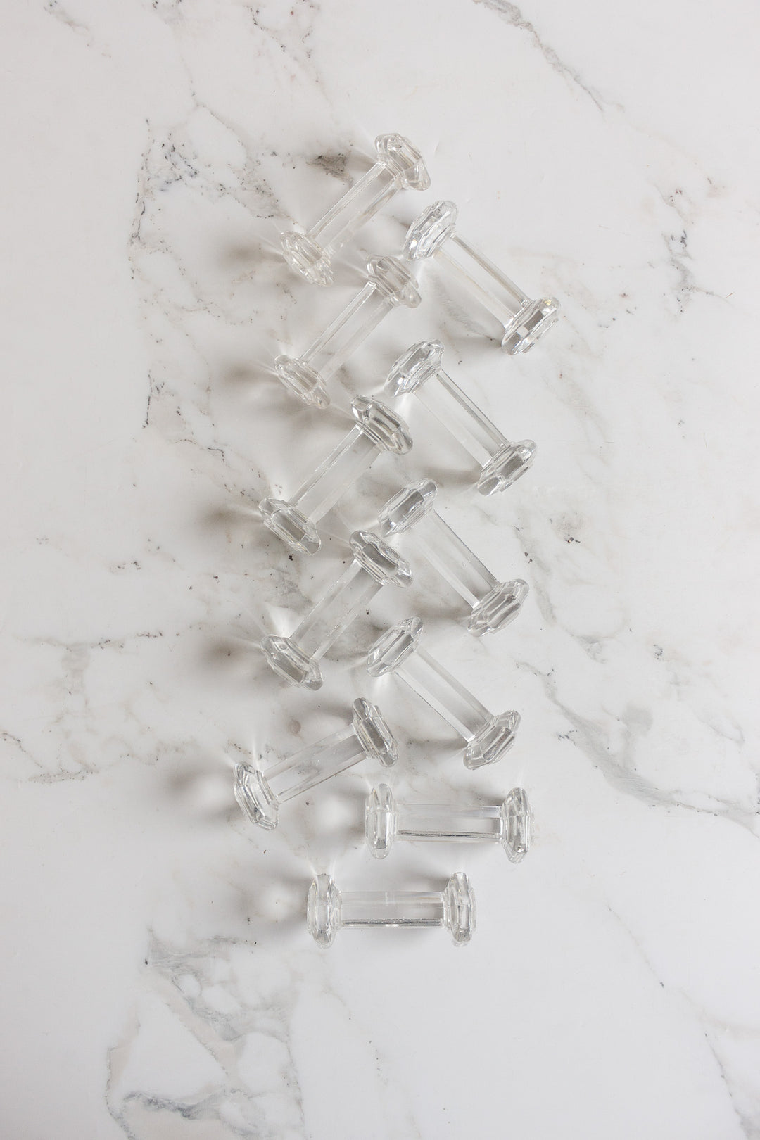 antique french large cut glass knife rests, set of 11
