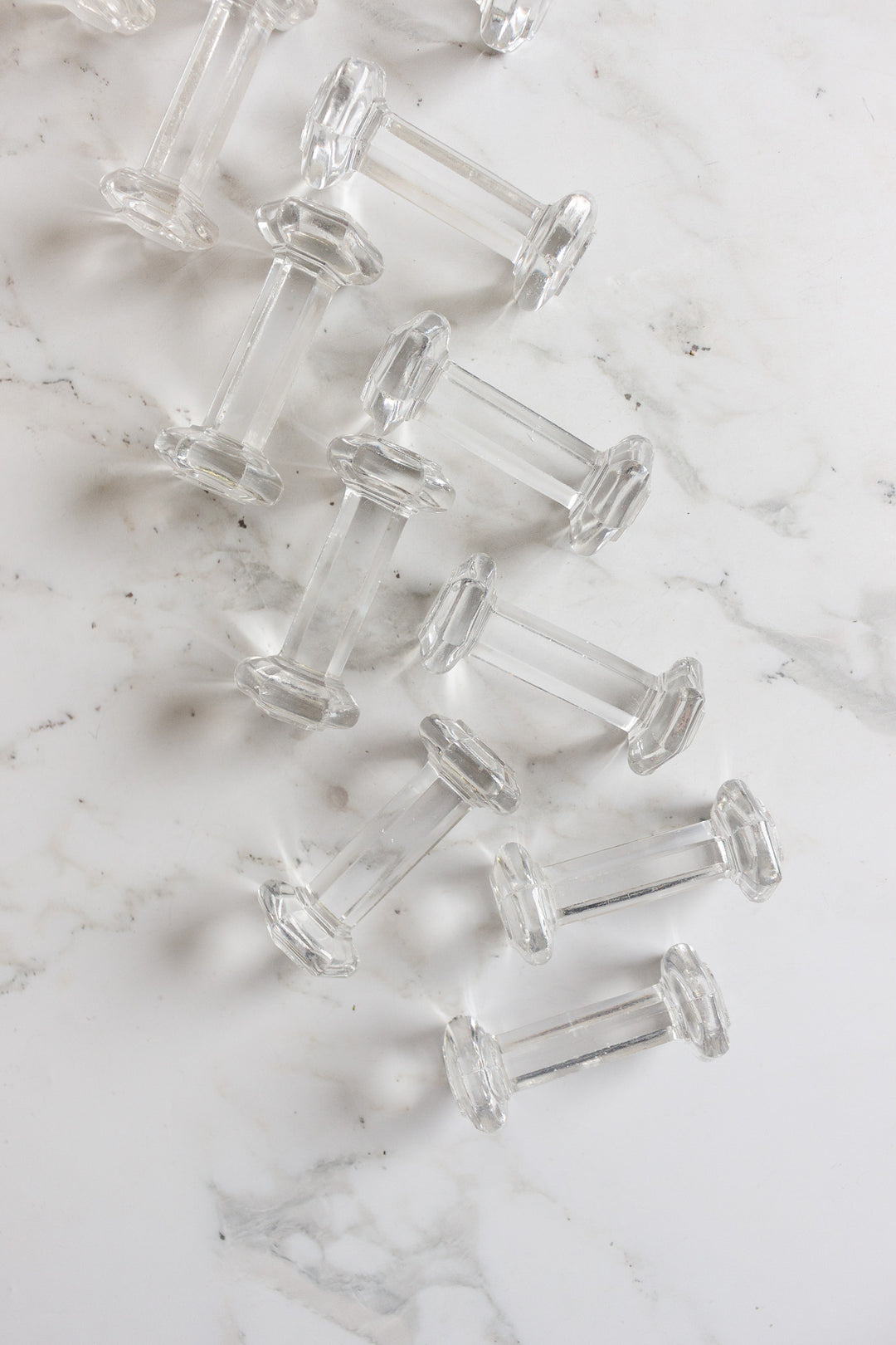 antique french large cut glass knife rests, set of 11