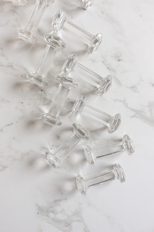 antique french large cut glass knife rests, set of 11