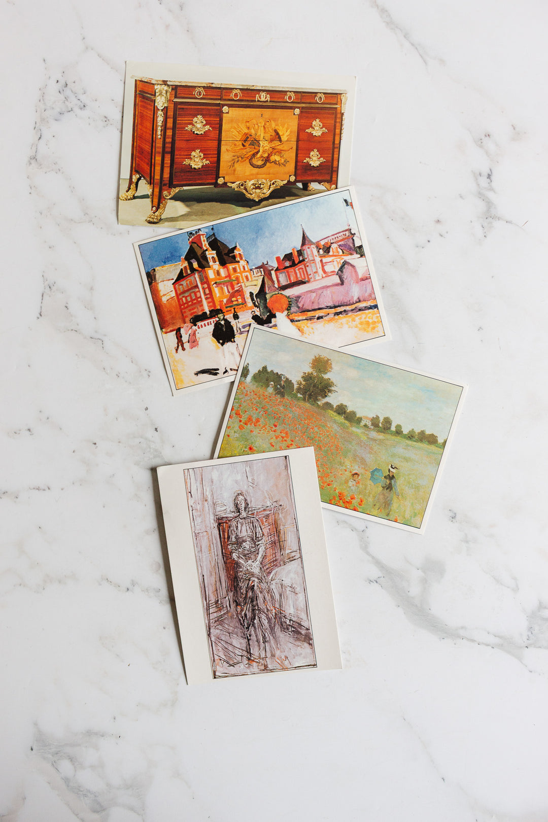 set of vintage french art postcards